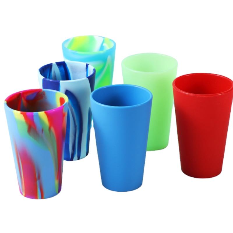 Лидер продаж, силиконовая чашка, небьющаяся, многоразовая, прочная, ударопрочная, 16 унций, силиконовая кружка, стеклянная чашка