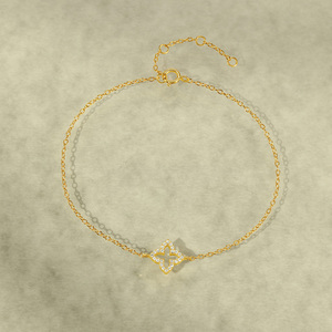 กำไลข้อมือเงินแท้ 925 ลายโคลเวอร์สุดฮิต ขายดี นำโชค - Product Image 3