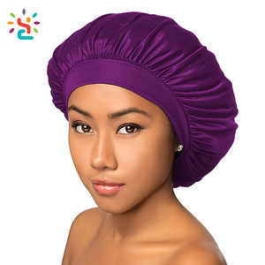 Gorro de satén de seda natural para mujer con banda elástica, logotipo personalizado, color sólido, para fiestas al aire libre y pijamadas - Product Image 1