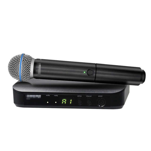 BLX24 BETA58A 2 Channel Cardioid Dynamic Vocal Microphone UHF System Kit Wireless Handheld Mic for Karaoke Stage Performance