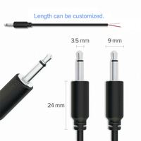 Câble audio 3,5 mm mâle vers fil nu à extrémité ouverte TS 2 pôles mono 1/8" 3,5 mm
