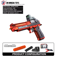 JIANFENG Pistolet Blaster Électrique en Plastique Desert Eagle, Lanceur de Fléchettes Souples, Cadeau de Noël, Jeu de Tir, 14 Ans+, Boîte Couleur