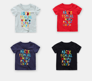 Camiseta de Verano Nueva para Niños y Niñas de 2 a 7 Años, Cómoda, de Algodón, con Estampado de Letras, de Manga Corta, al por Mayor - Product Image 3