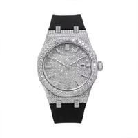 Montre automatique étanche en acier inoxydable plaqué or avec cadran en moissanite glacée, 42 mm, édition limitée de luxe Hip Hop pour homme et père