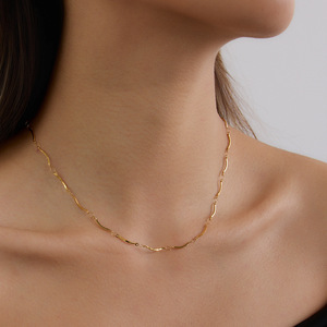 Collar de Cadena de Acero Inoxidable con Baño de Oro de 18K, Diseño Geométrico, Estilo Europeo Moderno, Joyería para Regalo - Product Image 4