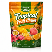 Op maat gedrukte tropische fruitkauwgomzakjes van Mylar, 3,5g ZA verpakking, staande pouch voor mango-ananas snoepverpakkingen