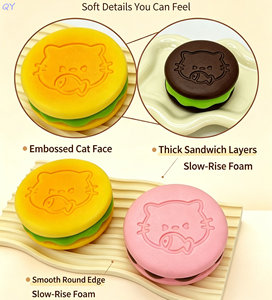QY Kawaii Gato en Relieve Macaron Squishy de Compresión Lenta, Juguete Antiestrés Aromático Mini para Escritorio, Juguete Sensorial para Niños, Set de Regalo para Fiestas - Product Image 4