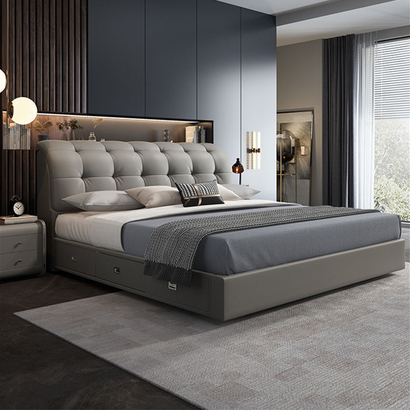 キングサイズベッドフレームレジャー布張りレザーベッドモダン布張り