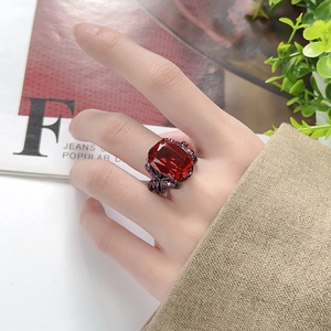Factory Wholesale Eco-friendly Copper Black Gold Plated Oval Cut 12*16mm Cubic Zirconia Colored <b>Rings</b> for Vibrant Party - Product Image 5