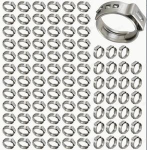 Abrazaderas de un solo oído de metal pulido de 100 piezas para mangueras hidráulicas y de combustible, clips en O para piezas de automóvil, anillos de sujeción de un solo oído para tuberías - Product Image 1