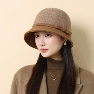 Élégant chapeau <span class=keywords><strong>de</strong></span> pêcheur vintage pour chapeau seau en laine avec nœud papillon pour l'automne et l'hiver - Product Image 1