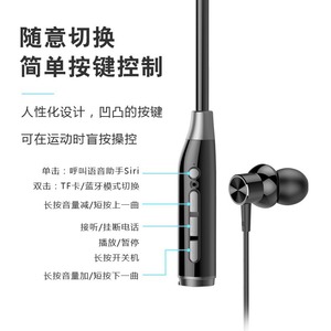 Sports Earphones Neckband Bluetooth <b>With</b> Tf Card Support Button <b>Control</b> For Running And Workout IPX5 Waterproof - Product Image 1