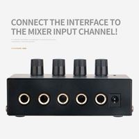 XTUGA HA400 4-Channel Metal+ABS Amplifier Monitor Profesional untuk Rumah 5V Stereo Audio Mini Earphone Splitter Kontrol Volume Hitam