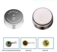 Batería de Botón Recargable de Iones de Litio LIR654 de 13 mAh y 3.7 V para Audífonos