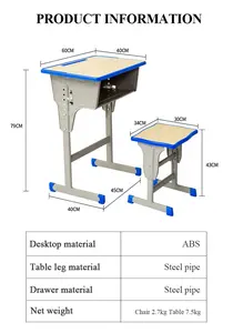 Proveedores de muebles escolares Escritorio para estudiantes Juego de mesa y sillas de escuela primaria Escritorio y silla de madera individual