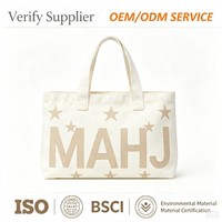 Sac fourre-tout rose moderne de luxe en toile pour jeux de mahjong et supports, avec pochette à accessoires, en stock, pliable, lavable, sac de courses portable