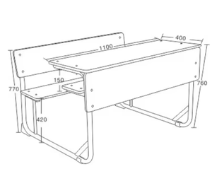 Bildungs möbel Schüler Schreibtisch und Bank mit Doppels itzen Kunden spezifische Größe Schüler verwenden verbundenes Schreibtisch-und Stuhlset - Product Image 6