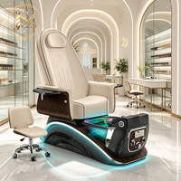 Fauteuil de Pédicure Multifonctionnel de Luxe avec Lumière LED, Bol de Pédicure, Chaise de Massage, Station de Manucure et Massage des Pieds