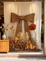 Décoration de fenêtre géante lumineuse en forme d'arc, en satin, personnalisable, style automne, pour les fêtes