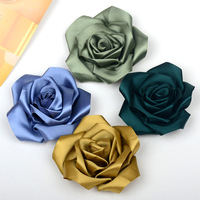 Bunga Buatan Tangan 11cm untuk Anak Perempuan, Hiasan Rambut Floral untuk Kerajinan DIY, Bros, Bunga Kain Satin 16 Warna