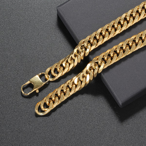 สร้อยคอคิวบันแบบถักสองชั้นขนาด 12 มม., เครื่องประดับฮิปฮอป, สร้อยคอคิวบันสแตนเลสสตีลขัดเงาหกเหลี่ยม - Product Image 3