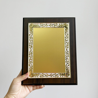 Plaque rectangulaire en bois vierge, trophée d'entreprise en bois avec certificat en plaque dorée MH-FJ0010