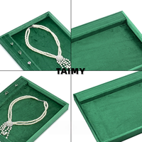 Plateau à bijoux en velours en gros avec fente pour bagues, logo personnalisé, plateau de rangement pour bijoux de vente au détail, plateau de présentation pour vitrine de bijoux