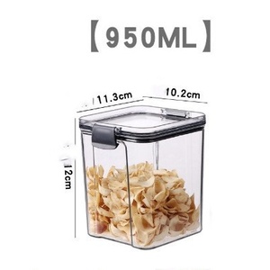 Pot en plastique transparent de qualité alimentaire pour animaux de compagnie, avec couvercle à clipser carré, grande capacité, carton pour le stockage des céréales et des provisions dans la cuisine - Product Image 4