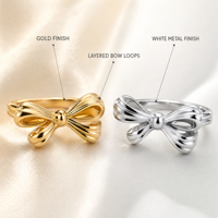 Bague nœud papillon en acier inoxydable 304 couleur or, douze millimètres, polie, faite à la main, bijoux de mode pour femmes, vente en gros