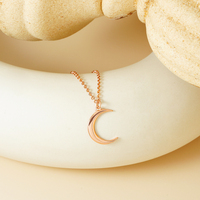 Style minimaliste en vrac 925 argent Sterling croissant de lune Phase plaqué or rose pendentif collier unisexe universel