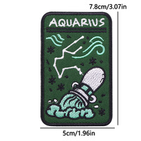 Patch brodé personnalisé du zodiaque, patch en chenille personnalisé, bordure en merrow, badges brodés en tissu personnalisés, patchs pour vêtements