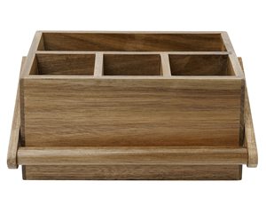 Mulip-<span class=keywords><strong>pose</strong></span> Organisateur de <span class=keywords><strong>cuisine</strong></span> Porte-ustensiles en bois Caddy en bois Caddy en acacia avec poignée - Product Image 2