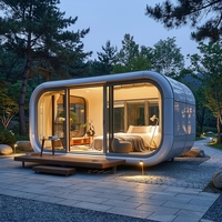 Cabine portable Apple de 5 m² avec salle de bain intégrée, chambre et climatiseur pour hôtel ou villa