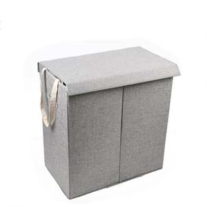 Panier à linge pour bébé de grande taille à prix d'usine avec housse en toile de bambou, 2 compartiments, deux sections séparées pour un usage industriel et domestique - Product Image 3