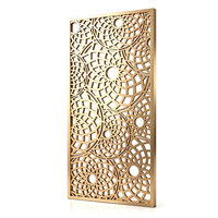 Paravent en métal découpé au laser doré avec motifs de palmiers et de feuilles de bananier en laiton de luxe, décoration artistique tropicale