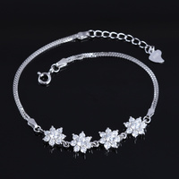Bracelet en argent sterling 925 fait main avec un charme en forme de fleur et une chaîne à maillons pour femmes, bijoux de tous les jours