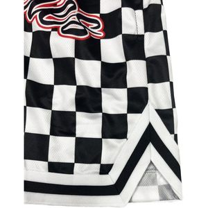 Men's Los Angeles Checkerboard Mesh Athletic Shorts Quick Dry Basketball Gym Workout Running Shorts <b>Black</b> White Pattern - Product Image 6