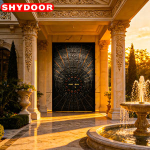 Portail <span class=keywords><strong>d</strong></span>'<span class=keywords><strong>entrée</strong></span> dynamique de luxe pour villa, en aluminium <span class=keywords><strong>d</strong></span>écoupé au laser, à double battant, activé par le vent, avec motif sculpté, en alliage, pour extérieur, sécurisé - Product Image 3