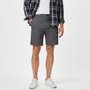 2025กางเกงคาร์โก้ผู้ชายผ้าฝ้ายทอลายทแยง, กางเกงขาสั้นรัดน่องผ้ายืด2-in-1โลโก้ผ้าย้อมสีเรียบยาว5นิ้ว - Product Image 1