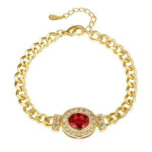 Fashion Jewelry Eco-friendly <b>Copper</b> Gold Plated 8*10MM Multicolor Zircon Fashion Chain Link Bracelet Women for Daily Wear - Product Image 2