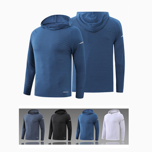 Sudadera con capucha de entrenamiento de gimnasio atlético para hombre Sudadera personalizada de secado rápido de manga larga con estampado de logotipo de patrón sólido - Product Image 4