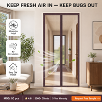 Moustiquaire magnétique transparente et respirante avec maille diamantée à fermeture automatique pour porte de patio