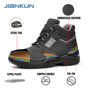 Zapatos de Seguridad JIANKUN de Alta Calidad, Más Vendidos, de Cuero Repujado Antideslizante, PU+PU, Anti-Aplastamiento/Pinchazos, con Puntera de Acero para Hombre - Product Image 3