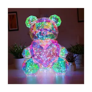 AM-MCA03A regalo di san valentino ha portato orsacchiotto leggero con confezione regalo orso abbraccio colorato con cuore a LED orsacchiotti luminosi