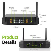 Système de microphone sans fil UHF 4 canaux avec 4 micros portatifs rechargeables Type C, portée de 50 m pour karaoké, scène, conférence, audio