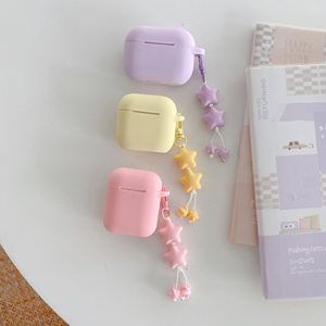 Étui de chargement en silicone souple couleur unie avec pendentif étoile pour écouteurs sans fil 1 <span class=keywords><strong>2</strong></span> 3 4 Pro2 et Pro3 - Product Image 5