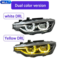Phare avant WLJ Auto V2 Sliver Ikon pour BMW Série 3 13-18 F30 F35, DRL bicolore jaune et blanc, Plug and Play