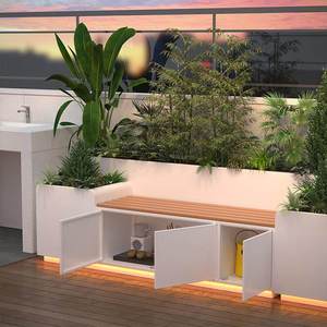 Jardinière Classique en Métal Grande Taille pour Plantes, Pot de <span class=keywords><strong>Fleurs</strong></span> pour Villa, Cour, Rue Commerciale, Bac à Plantes avec Siège et Armoire de Rangement - Product Image 1