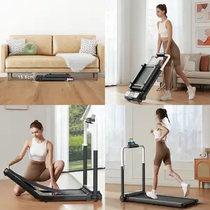 Treadmill lipat pintar dengan teknologi kecepatan adaptif, alas berjalan di bawah meja dapat dilipat