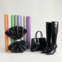 Accessoires décoratifs écologiques en cuir PU souple et brillant pour chaussures, bottes, sacs et bagages, avec support tissé imperméable fini